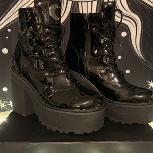 Killstar Broom Rider Boots glossy